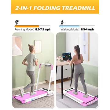 FYC Under Desk Treadmill for Home 2-in-1 Folding Treadmill 3.5HP Compact Exercise Workout Electric F...