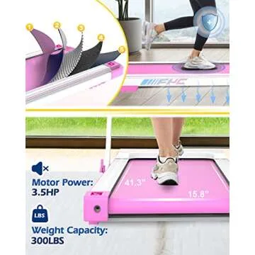 FYC Pink Under Desk Treadmill 2-in-1 Portable Folding Machine