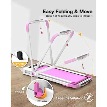 FYC Pink Under Desk Treadmill 2-in-1 Portable Folding Machine