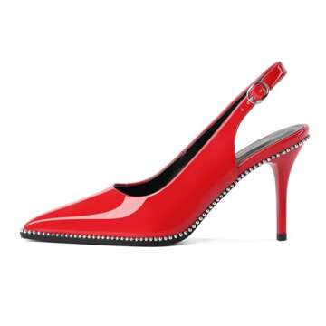 Mettesally Slingback Heels with Silver Beads for Women