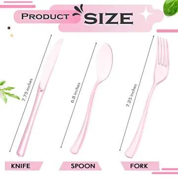 150 Pieces Disposable Cutlery Set Plastic Silverware Heavy Duty Utensil Sets 50 Forks 50 Knives 50 S...