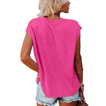Womens Cute Casual Summer Tee Shirts in Hot Pink XL
