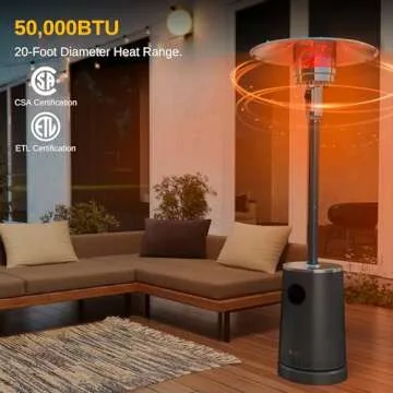 EAST OAK 50,000 BTU Patio Heater - Stylish, Safe, and Portable!