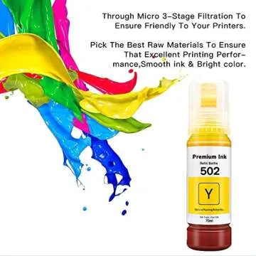 Printers Jack Compatible 502 T502 Refill Ink Bottles Replacement for EcoTank ET-2750 ET-3750 ET-4750 ET-2760 ET-3760 ET-4760 ET-2700 ET-3700 ET-3710 ET-15000 ST-2000 ST-3000 ST-4000 Printer
