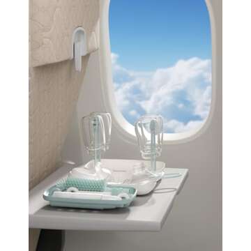 Momcozy Bottle Brush Set - Baby Bottle Cleaner Kit with Silicone Brush, Nipple Brush, Straw Brush, Soap Dispenser, Drying Rack - 7 in 1 Bottle Cleaning Tool for Home and Travel