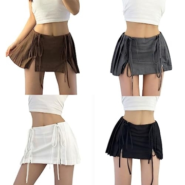 GGOOB Y2K Pleated Mini Skirt with Shorts for Women