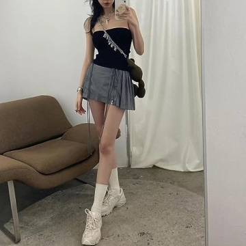 GGOOB Y2K Pleated Mini Skirt with Shorts for Women