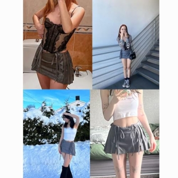 GGOOB Y2K Pleated Mini Skirt with Shorts for Women