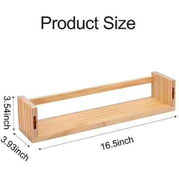 Fixwal Nursery Book Shelves, 16.5 Inch Floating Nursery Bookshelves, Set of 4, Solid Wood Wall Mount...