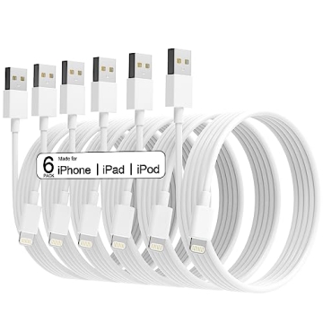 Durable 6-Pack Lightning Charging Cables for All Apple Devices