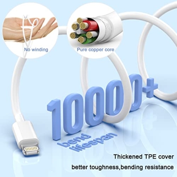 Durable 6-Pack Lightning Charging Cables for Apple Devices