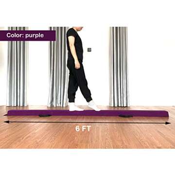 Marfula 6 FT / 8 FT / 9 FT Gymnastics Balance Beam Foam Folding Floor Beam - Extra Firm - Suede Cover - Anti Slip Bottom with Carry Bag For Kids/Adults Home Use (Purple, 6 FT)