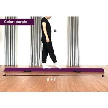 Marfula 6 FT / 8 FT / 9 FT Gymnastics Balance Beam Foam Folding Floor Beam - Extra Firm - Suede Cover - Anti Slip Bottom with Carry Bag For Kids/Adults Home Use (Purple, 6 FT)