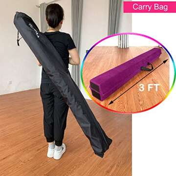 Marfula 6 FT / 8 FT / 9 FT Gymnastics Balance Beam Foam Folding Floor Beam - Extra Firm - Suede Cover - Anti Slip Bottom with Carry Bag For Kids/Adults Home Use (Purple, 6 FT)