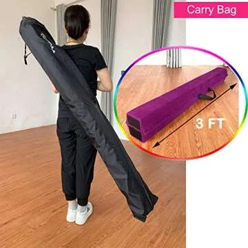 Marfula 6 FT / 8 FT / 9 FT Gymnastics Balance Beam Foam Folding Floor Beam - Extra Firm - Suede Cover - Anti Slip Bottom with Carry Bag For Kids/Adults Home Use (Purple, 6 FT)