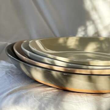 Mora Ceramic Large Serving Bowls- Set of 2 Oval Platters for Entertaining. Modern Kitchen Dishes for Dinner, Fruit, Salad, Turkey, etc. Oven, Dishwasher Safe, 55/35 oz, 13.5" / 11.8" - Neutrals