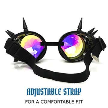 Crystal Rainbow Kaleidoscope Rave Glasses for Costumes