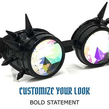 Crystal Rainbow Kaleidoscope Rave Glasses for Costumes