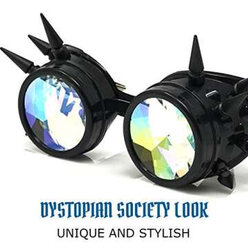 Crystal Rainbow Kaleidoscope Rave Glasses for Costumes