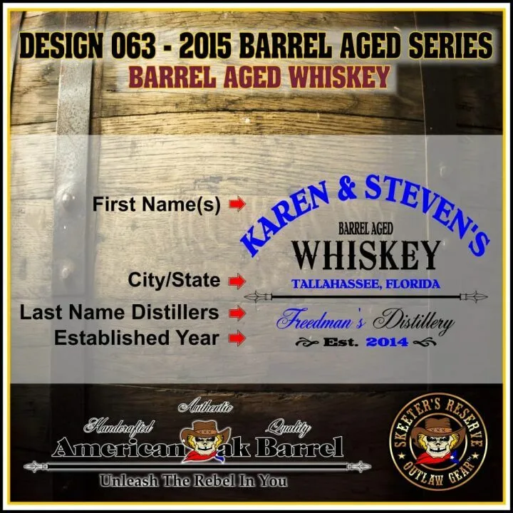 Custom Engraved 2L American Oak Whiskey Aging Barrel
