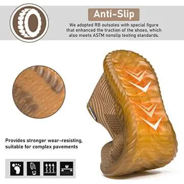 Furuian Steel Toe Shoes for Men Women Comfortable Safety Shoes Non Slip Steel Toe Sneakers Warehouse Industry Contstruction Mens Work Shoes Brown