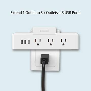 Cruise Power Strip with 3 USB 3 Outlets - NTONPOWER Travel USB Charging Station with Phone Stand, Cube Tap Power Outlet Extender Adapter, Non Surge Protection - White