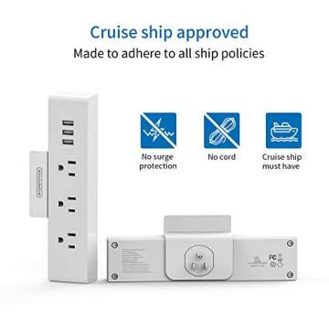 Cruise Power Strip with 3 USB 3 Outlets - NTONPOWER Travel USB Charging Station with Phone Stand, Cube Tap Power Outlet Extender Adapter, Non Surge Protection - White