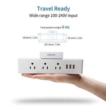 Cruise Power Strip with 3 USB 3 Outlets - NTONPOWER Travel USB Charging Station with Phone Stand, Cube Tap Power Outlet Extender Adapter, Non Surge Protection - White
