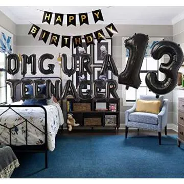 13th Teenager Birthday Party Decorations for Boys Girls, 13th Birthday Decorations OMG Ur A Teenager Balloon Birthday Banner Jumbo Number 13 Foil Balloons for 13 Years Old Sons Daughter( 13th)