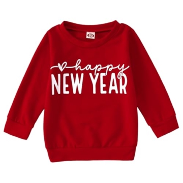 AG AGUU Happy New Year Sweatshirt for Toddler Baby Girl Boy Cute Holiday Shirts Crew Neck Tops Long ...