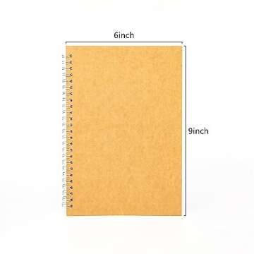 DSTELIN 9 inch x 6 inch, 100GSM, Blank Spiral Notebook, 1-Pack, Soft Cover, Sketch book, 160 Pages /...