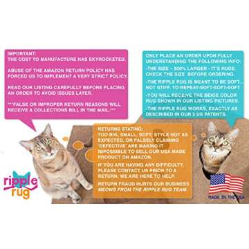 SnugglyCat The Ripple Rug - Cat Activity Play Mat - Made in USA - Insulated Base Keeps Kitty Warm - Fun Interactive Play - Training - Scratching - Bed Mat