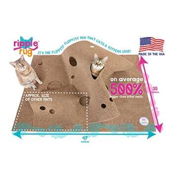 SnugglyCat The Ripple Rug - Cat Activity Play Mat - Made in USA - Insulated Base Keeps Kitty Warm - Fun Interactive Play - Training - Scratching - Bed Mat