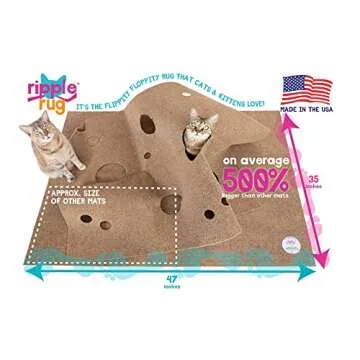SnugglyCat The Ripple Rug - Cat Activity Play Mat - Made in USA - Insulated Base Keeps Kitty Warm - Fun Interactive Play - Training - Scratching - Bed Mat