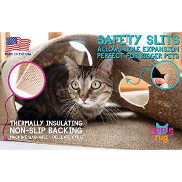 SnugglyCat The Ripple Rug - Cat Activity Play Mat - Made in USA - Insulated Base Keeps Kitty Warm - Fun Interactive Play - Training - Scratching - Bed Mat