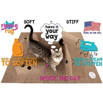 SnugglyCat The Ripple Rug - Cat Activity Play Mat - Made in USA - Insulated Base Keeps Kitty Warm - Fun Interactive Play - Training - Scratching - Bed Mat