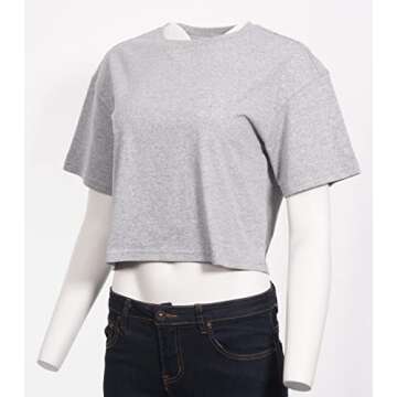 BORA Women's Crop Top - Casual Loose Fit Heather Grey