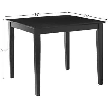 IC International Concepts Top Table Solid Real Wood, Sturdy Parawood, Breakfast Nook/Dining/Kitchen, 36", Black