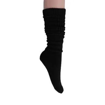 AWS/American Made Slouchy Scrunch Cotton Slouch Socks for Women Shoe Size 5 to 10 (Black-Gray-White)