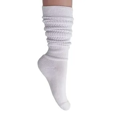 AWS/American Made Slouchy Scrunch Cotton Slouch Socks for Women Shoe Size 5 to 10 (Black-Gray-White)