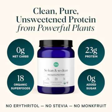 Ora Organic Vegan Protein Powder - 23g Plant Based Pea Protein + Superfood for Women and Men - Unswe...