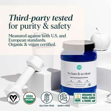 Ora Organic Vegan Protein Powder - 23g Plant Based Pea Protein + Superfood for Women and Men - Unsweetened 20 Servings, No Erythritol, Digestive Enzyme, Keto-Friendly, Gluten-Free, Paleo, Soy-Free