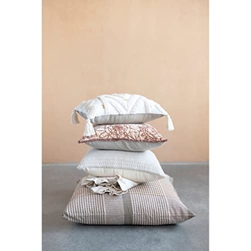 Creative Co-Op 28" Woven Cotton Pillow in Brown & Cream