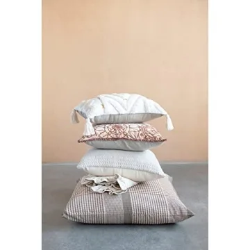 Creative Co-Op 28" Woven Cotton Pillow in Brown & Cream
