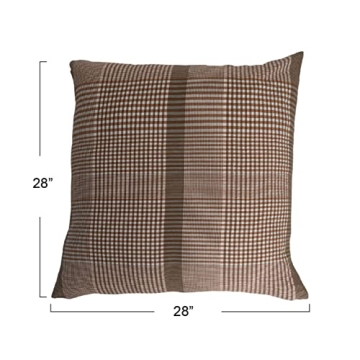 Creative Co-Op 28" Woven Cotton Pillow in Brown & Cream