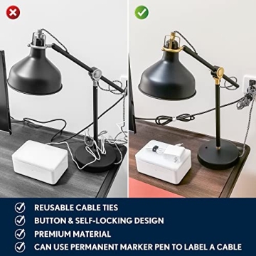 PZOZ Reusable Cable Ties - Organize Your Cables Effortlessly