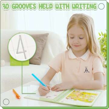 Reusable Grooved Handwriting Workbooks,Magic Copybook,Magic Writing Practice copy books, to help children improve their handwriting ink Practice Age 3-8 ​Calligraphy for kids(Character edition)