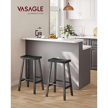 VASAGLE Bar Stools Set of 2, Counter Height Stools, Bar Chairs with Footrest, 29.1 Inches Tall Kitch...