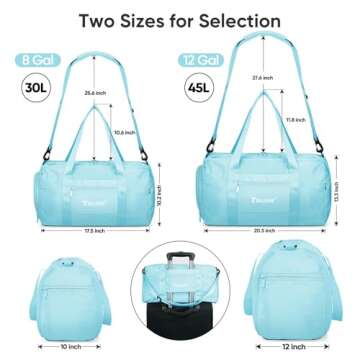 BALEINE Gym Bag for Women and Men, Duffel Bag for Sports, Gyms and Weekend Getaway, Waterproof Dufflebag with Shoe and Wet Clothes Compartments, Lightweight Carryon Gymbag (Azure)