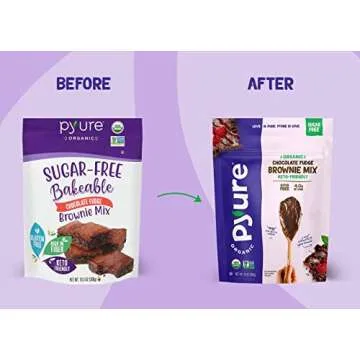Pyure Organic Chocolate Brownie Mix, Keto Brownie Mix, Sugar Free Chocolate Fudge Low Carb Brownie Mix, Gluten Free Baking Mixes, Vegan Brownie, Keto Snack, 4 Net Carbs, 10 oz